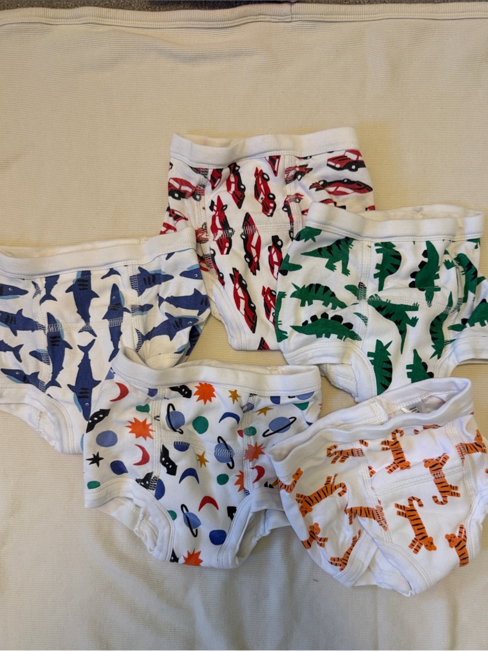 Hanna Andersson Printed Cotton Training Briefs - White with Multicolor Designs